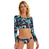 Rashguard Langarm Zweiteiliger Badeanzug Crop Top